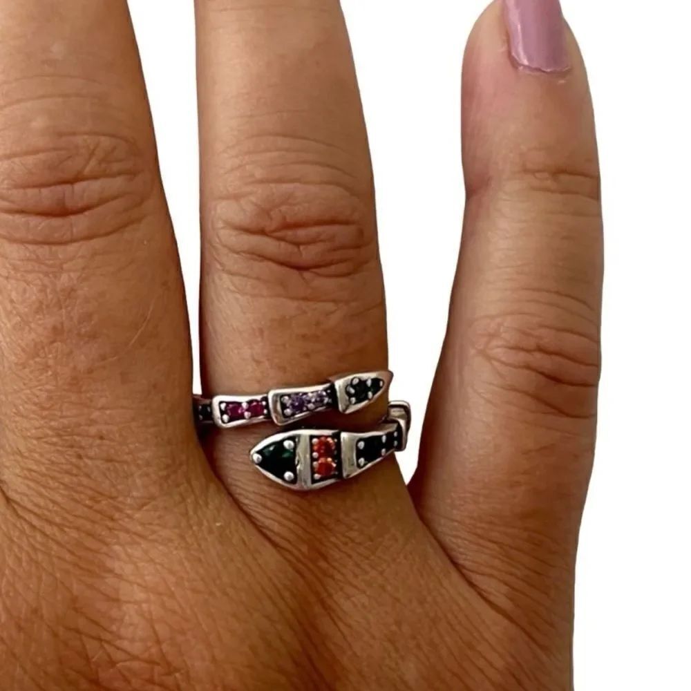 The Multi-Colored Serpent Ring in 925 silver
